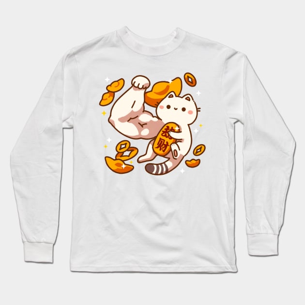 Funny Super Lucky Cat Long Sleeve T-Shirt by vooolatility